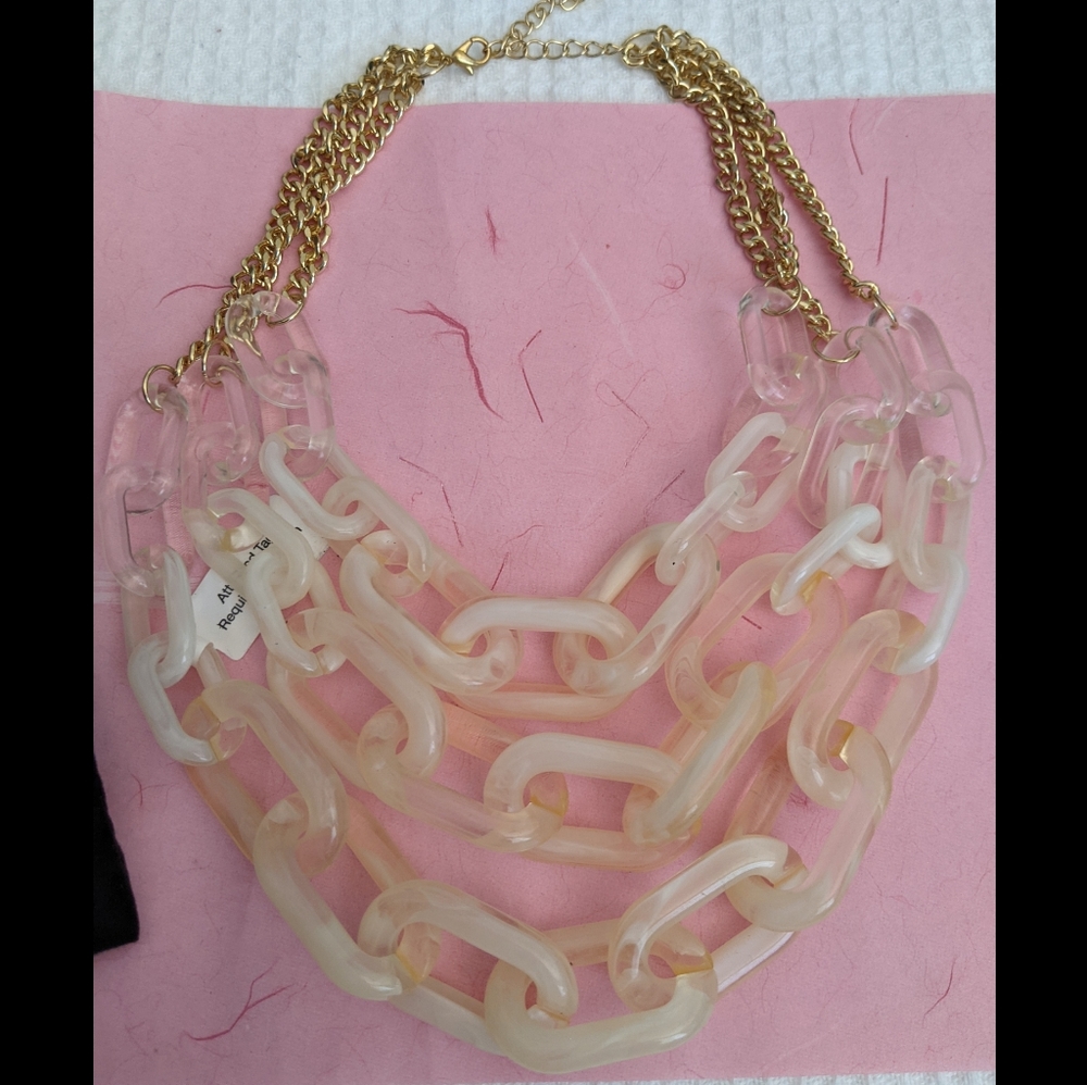 Baublebar ivory 3 strand chain statement necklace